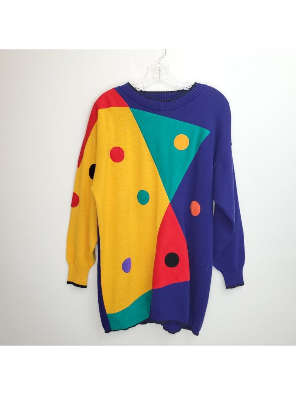 Arion vintage color block patchwork tunic-length sweater